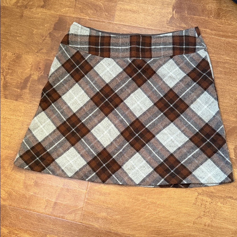 Esprit Brown & Cream Plaid Skort